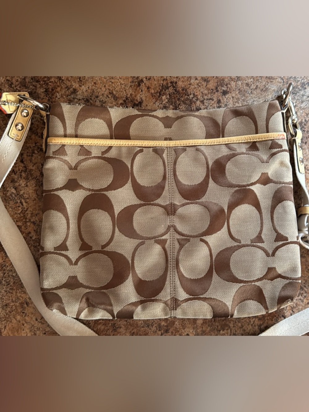 Coach Brown and Tan Signature Crossbody Bag - Picture 3 of 5